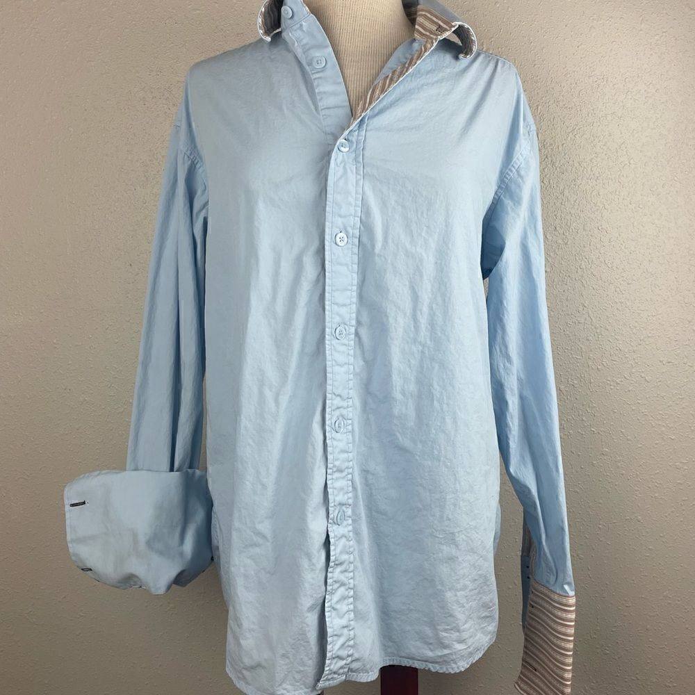 EUC Sean John Mens Button up Light Blue Big Cuff Dress Shirt Size L